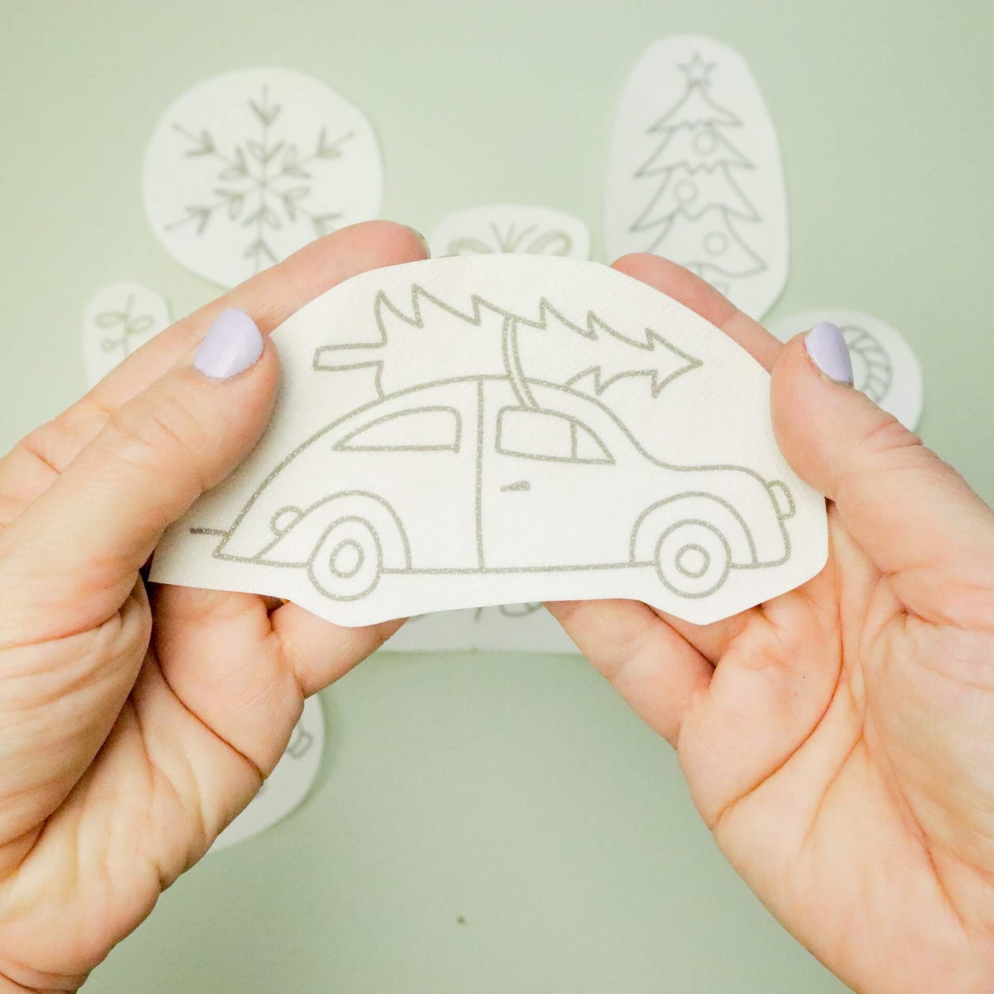 Christmas stick and stitch embroidery patches - Car and Santa - Stitch Happy.