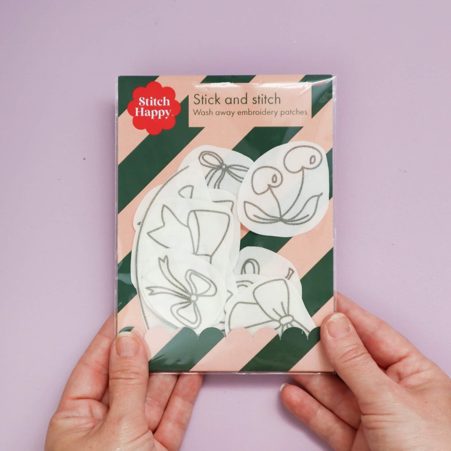 Cherries & Bows Stick and Stitch Embroidery Patches – Wash Away Designs for Clothing & Accessories