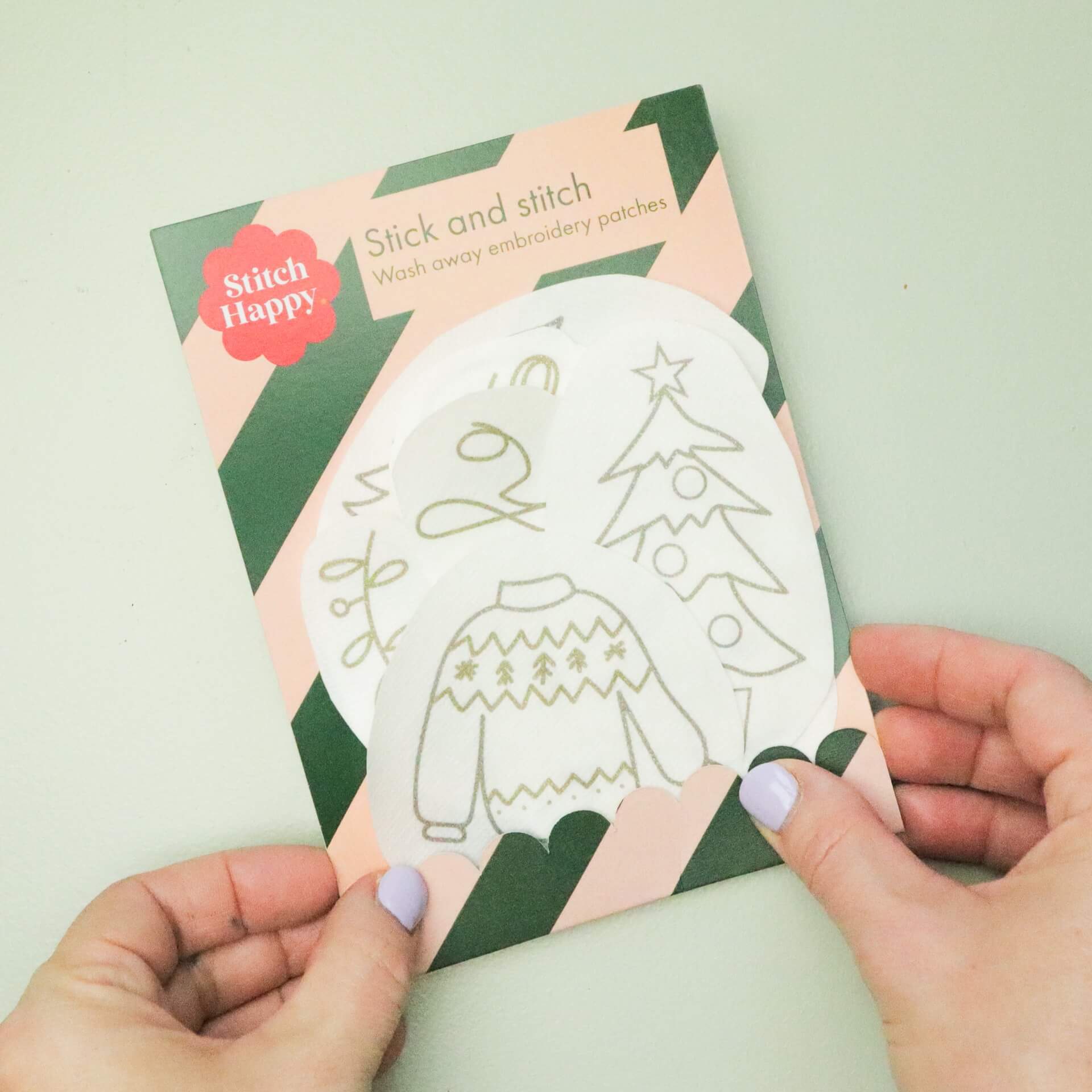 Christmas stick and stitch embroidery patches - Car and Santa - Stitch Happy.