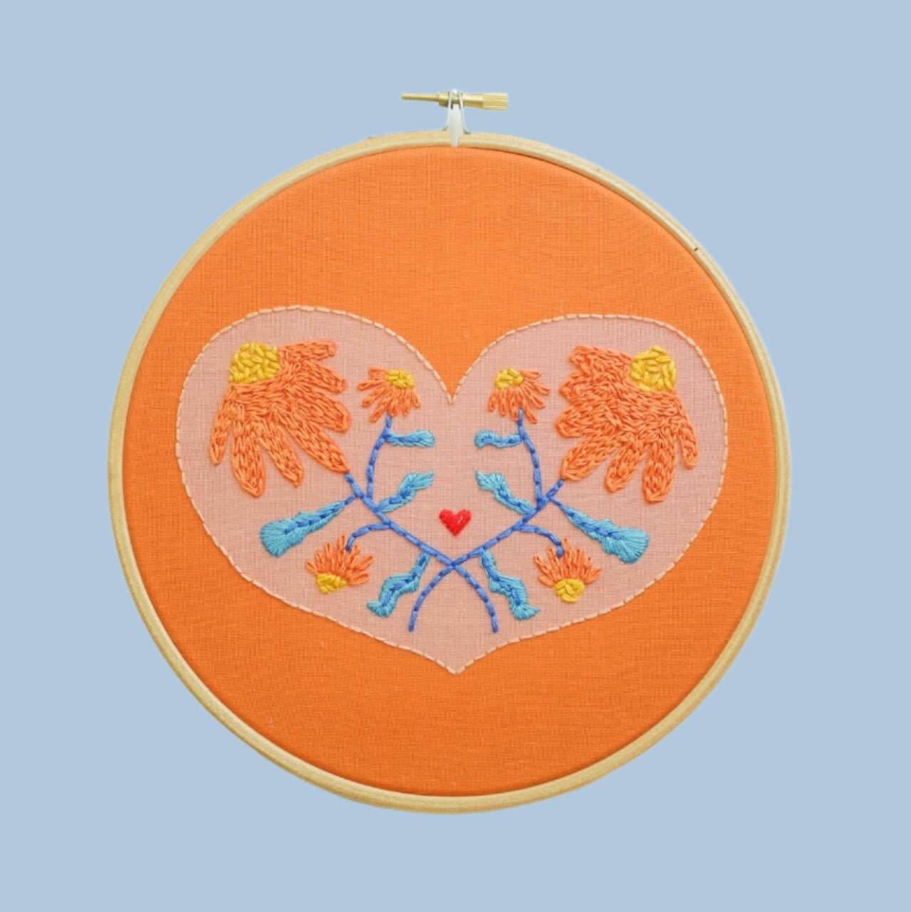Floral heart embroidery craft kit - Stitch Happy.
