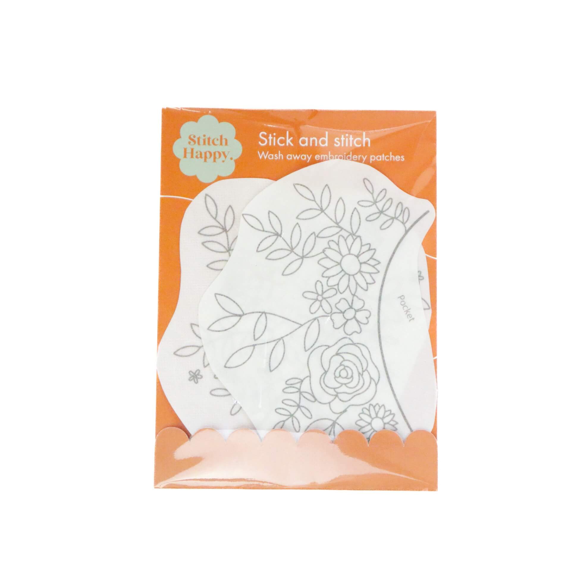 Stick and stitch wash away embroidery patterns - florals for pockets - Stitch Happy.