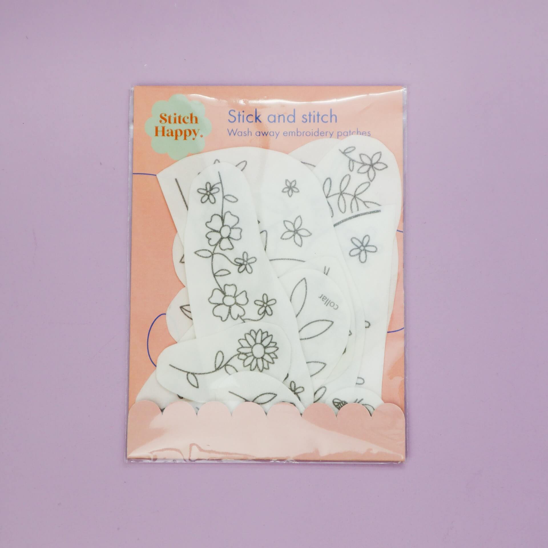 Stick and stitch wash away embroidery patterns - florals for clothes - Stitch Happy.