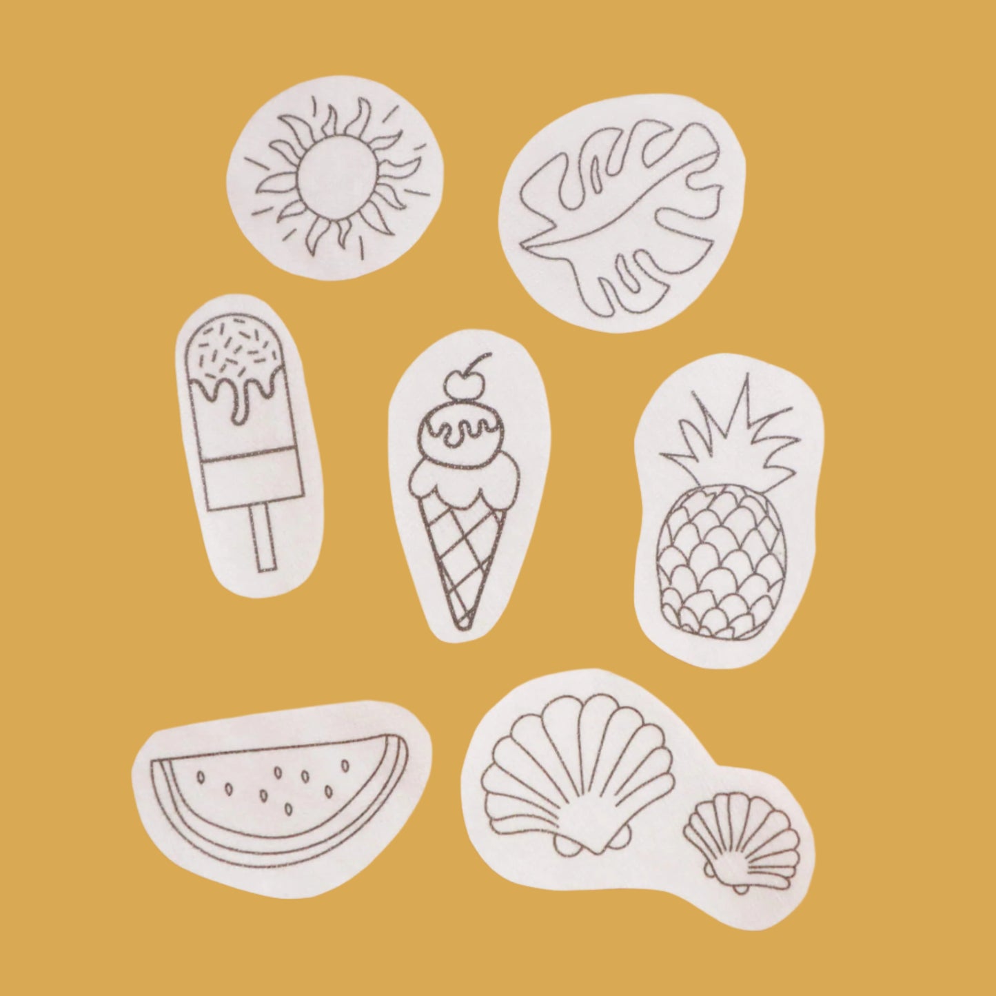 Stick and stitch wash away embroidery patches - Tropical summer