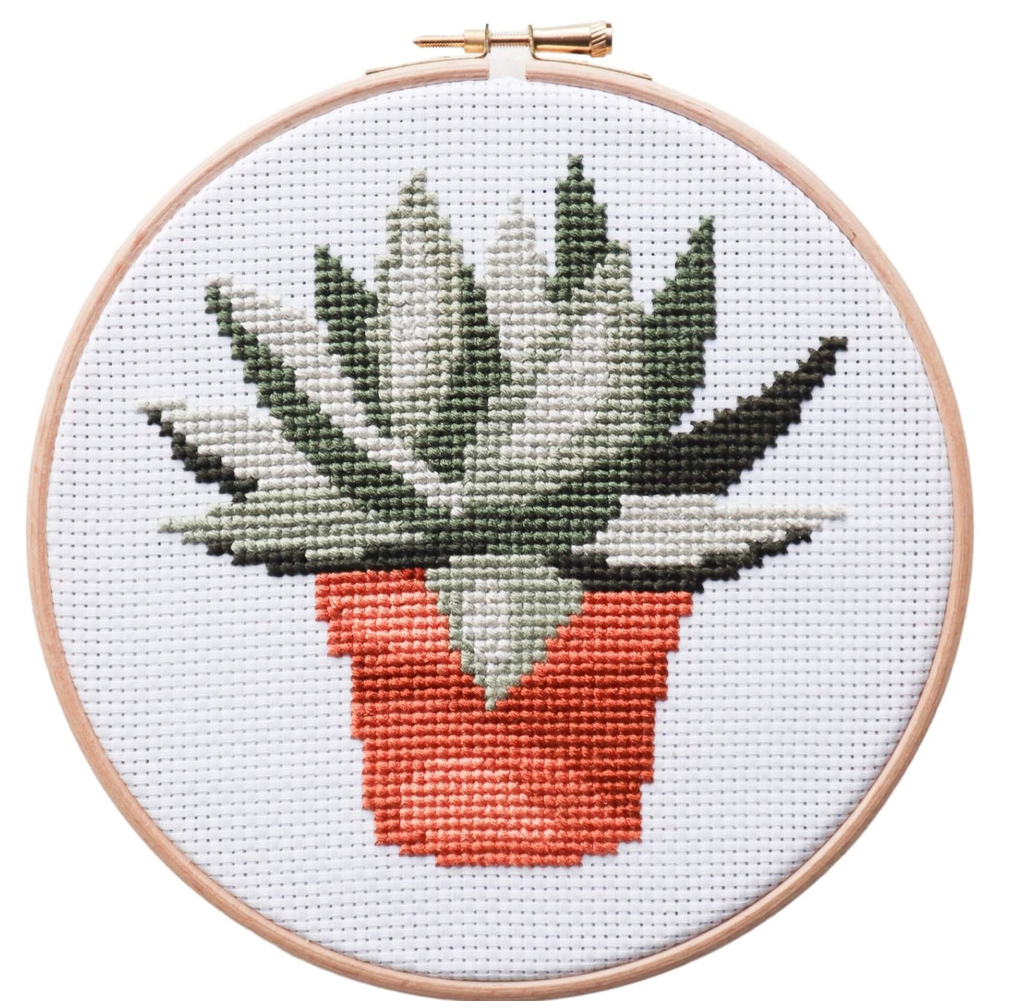 Cross Stitch Craft Kit - Terracotta Succulent Plant Pot - Stitch Happy.