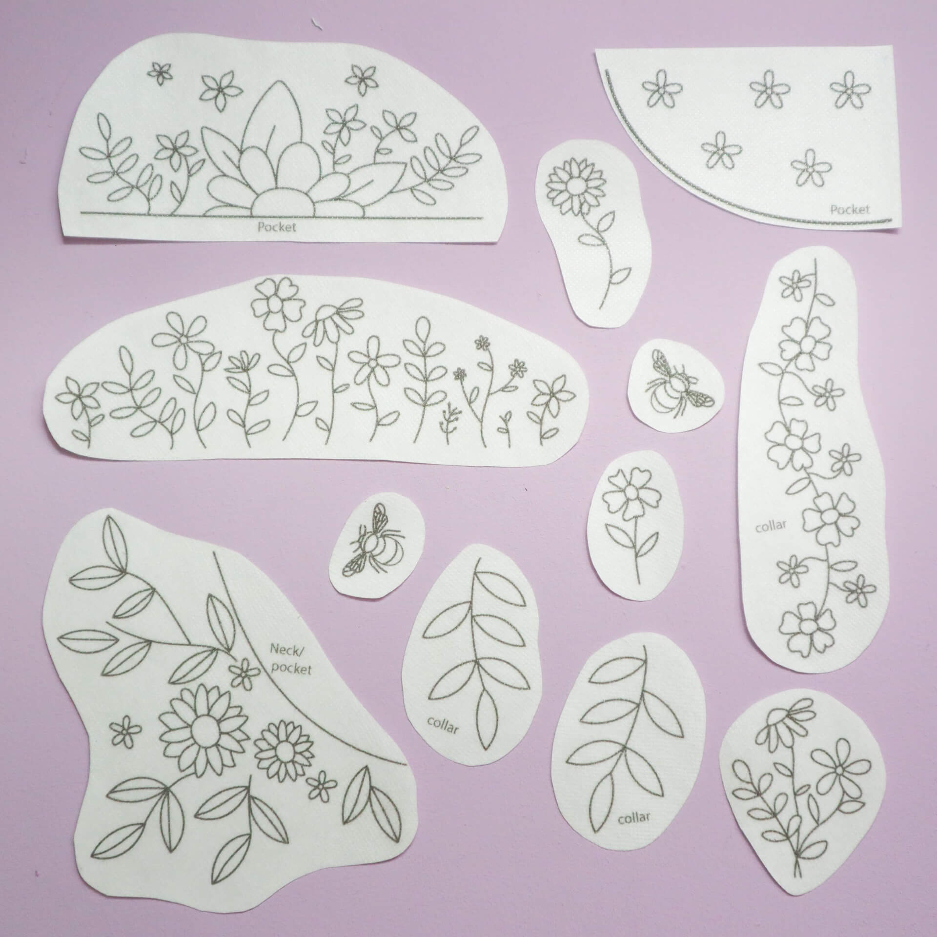 Stick and stitch wash away embroidery patterns - florals for clothes - Stitch Happy.