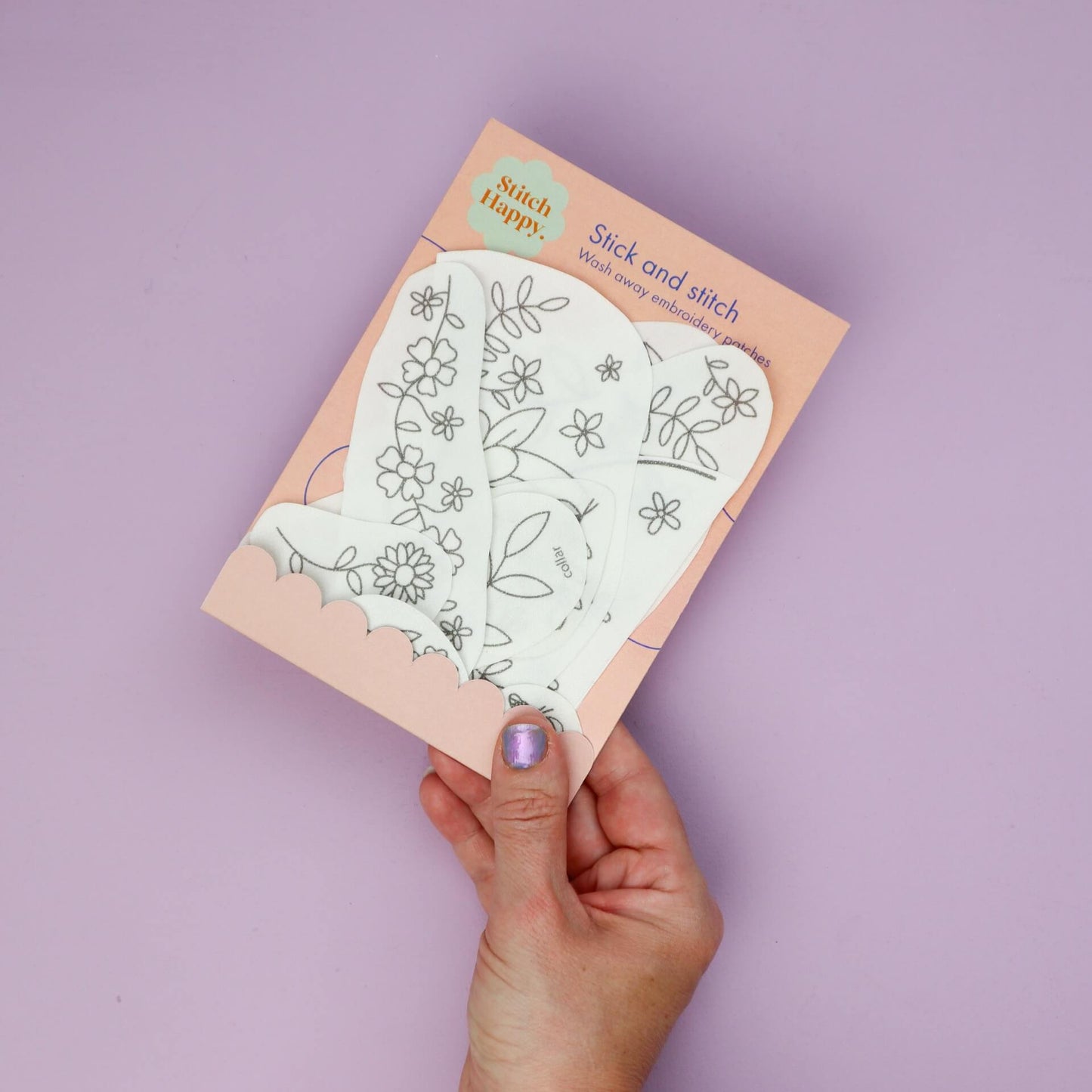 Stick and stitch wash away embroidery patterns - florals for clothes - Stitch Happy.