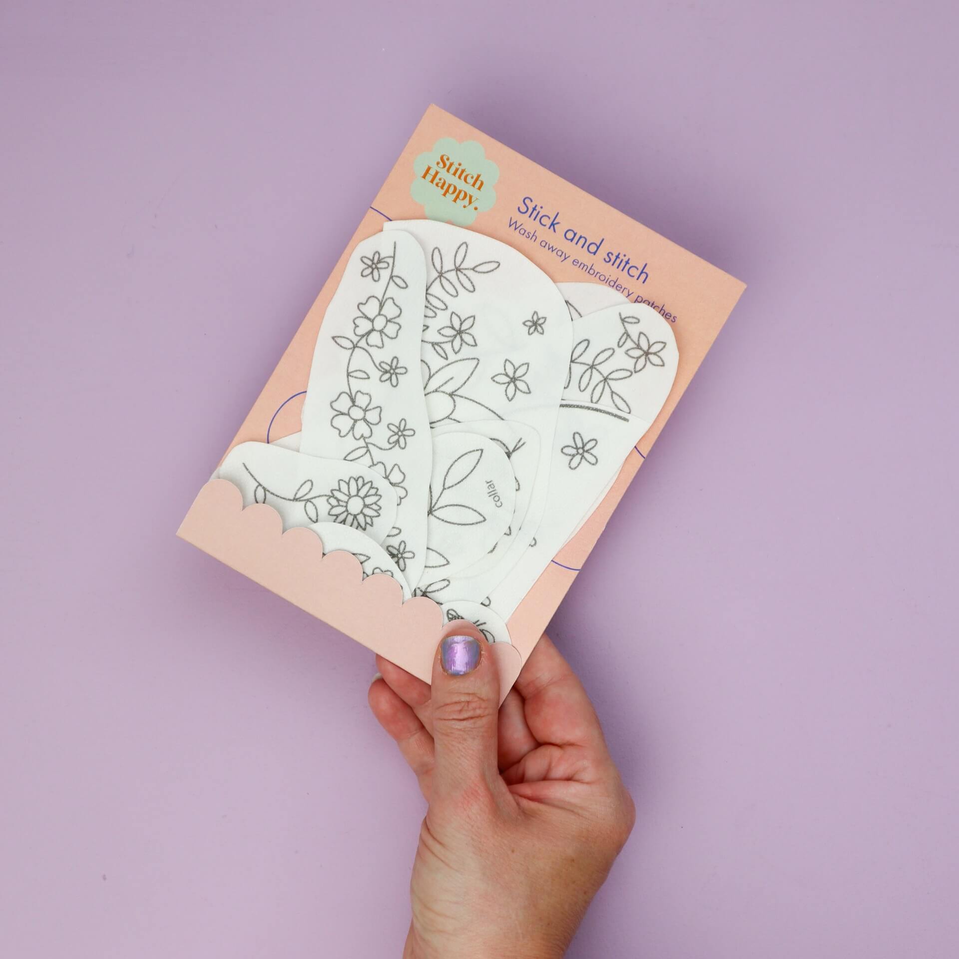Stick and stitch wash away embroidery patterns - florals for clothes - Stitch Happy.