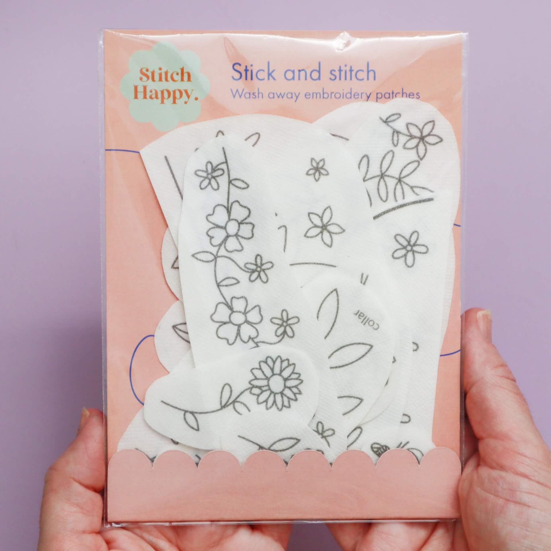 Stick and stitch wash away embroidery patterns - florals for clothes - Stitch Happy.