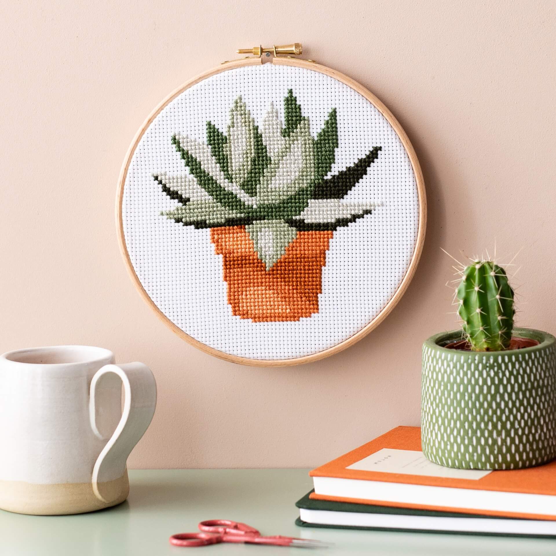Cross Stitch Craft Kit - Terracotta Succulent Plant Pot - Stitch Happy.