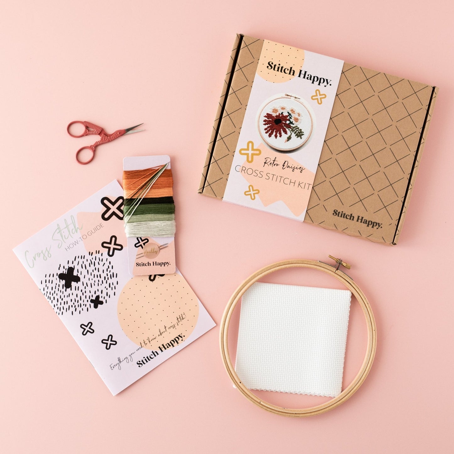 Cross Stitch Kit - Retro Daisies - Stitch Happy.