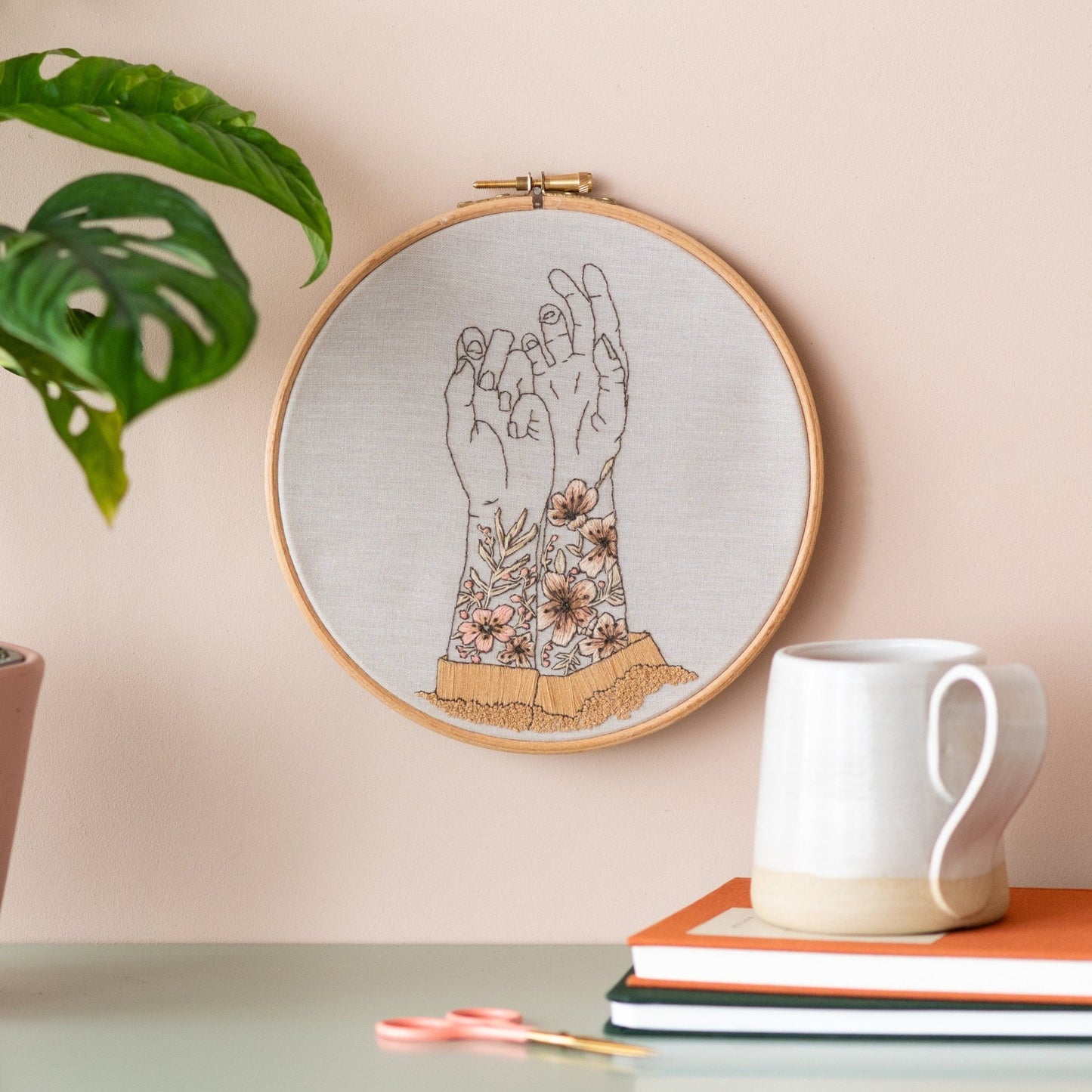 FRENCH Embroidery Kit Tattooed Arms Full kit with Pattern. Modern Eco-Friendly Sustainable, Modern Needle craft Kit, hand embroidery kit - Stitch Happy.