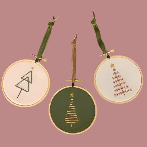 Christmas Tree mini hoop decorations embroidery kit - Stitch Happy.