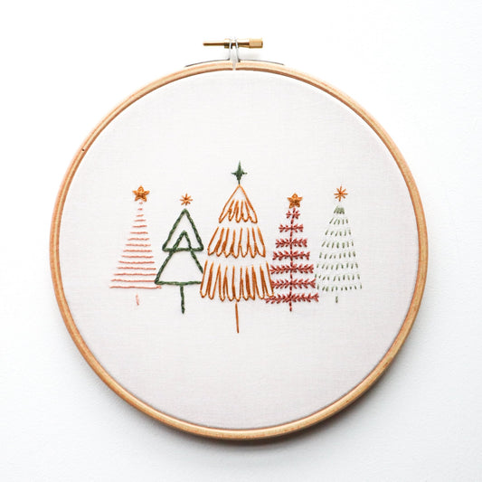 Christmas trees embroidery kit - Stitch Happy.
