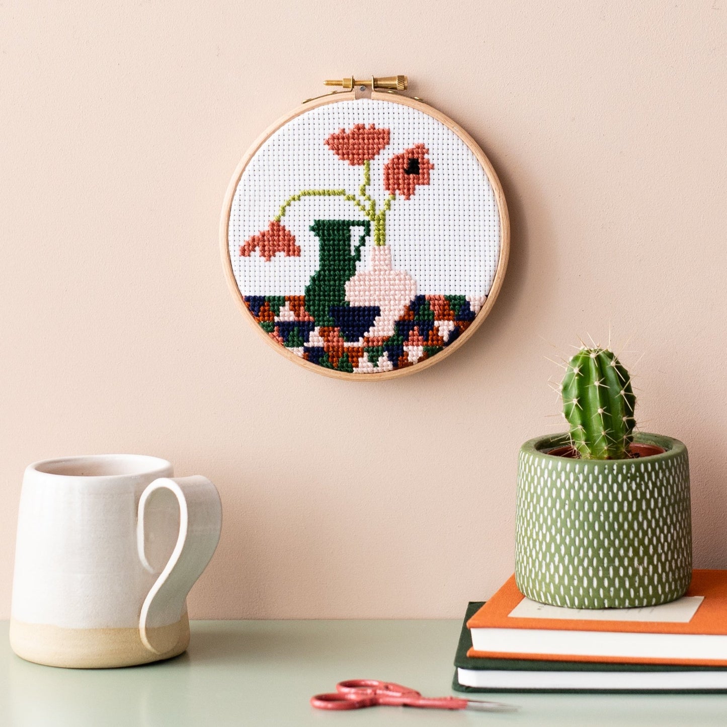 Cross Stitch Kit - Geometric Poppies - Stitch Happy.