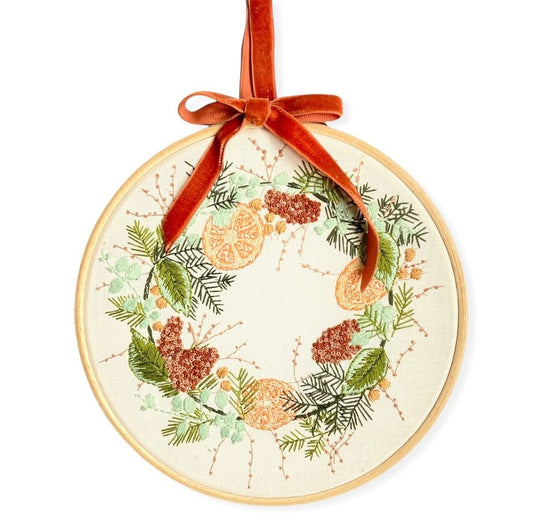 FRENCH Wild Wreath Embroidery Kit with Pre-Printed Fabric, Eco-Friendly - Sustainable, Modern Needle Craft Kit, Hand Embroidery Kit. - Stitch Happy.