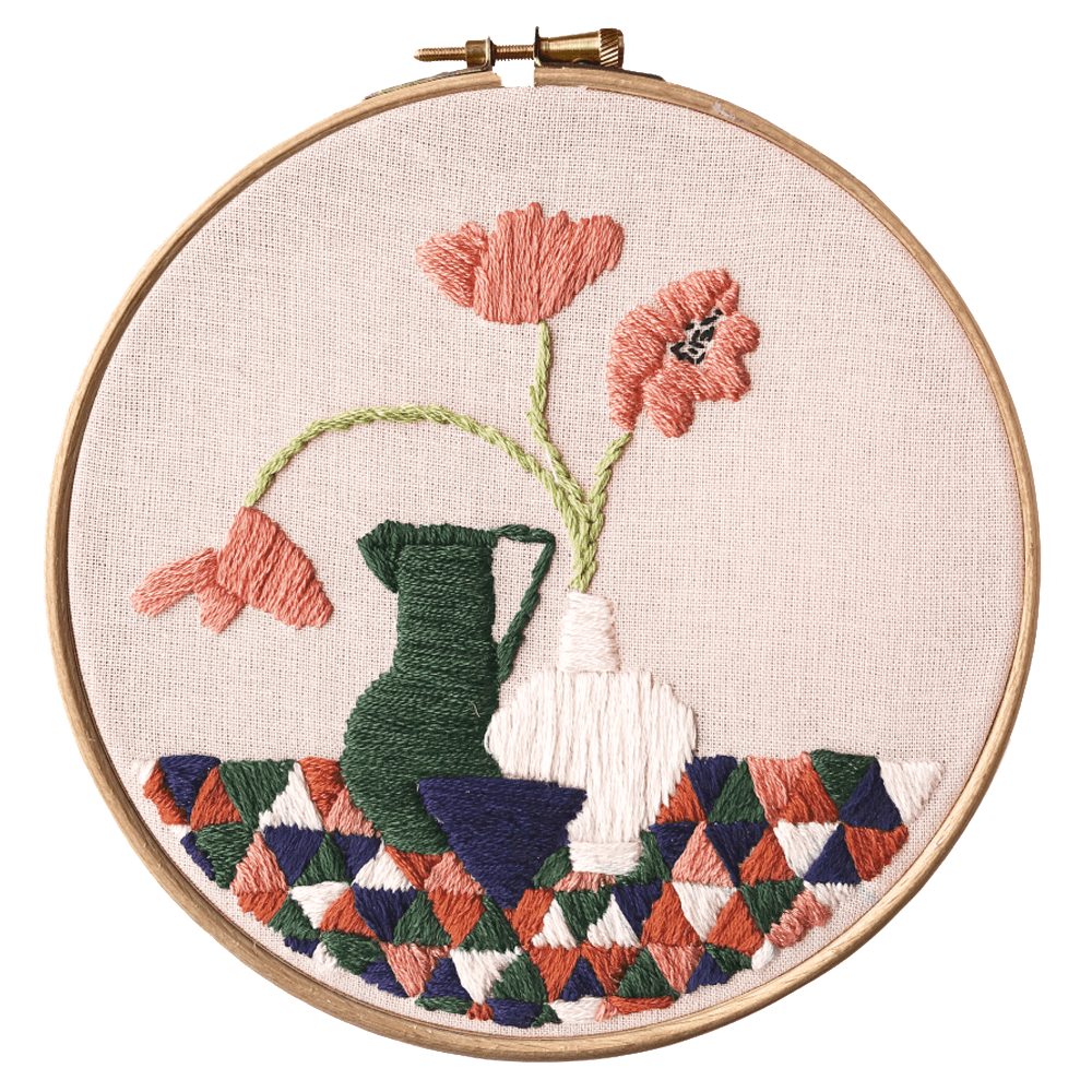 Geometric Poppies Modern Embroidery Kit - Stitch Happy.