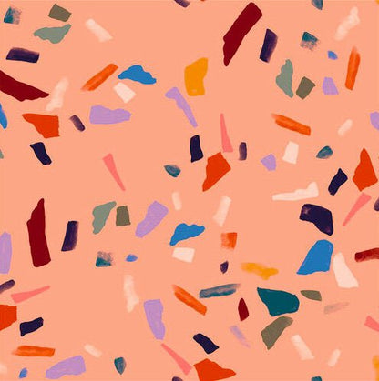 Organic Cotton - Cloud 9 Arid Wilderness - Terrazzo Stone Tan - Stitch Happy.
