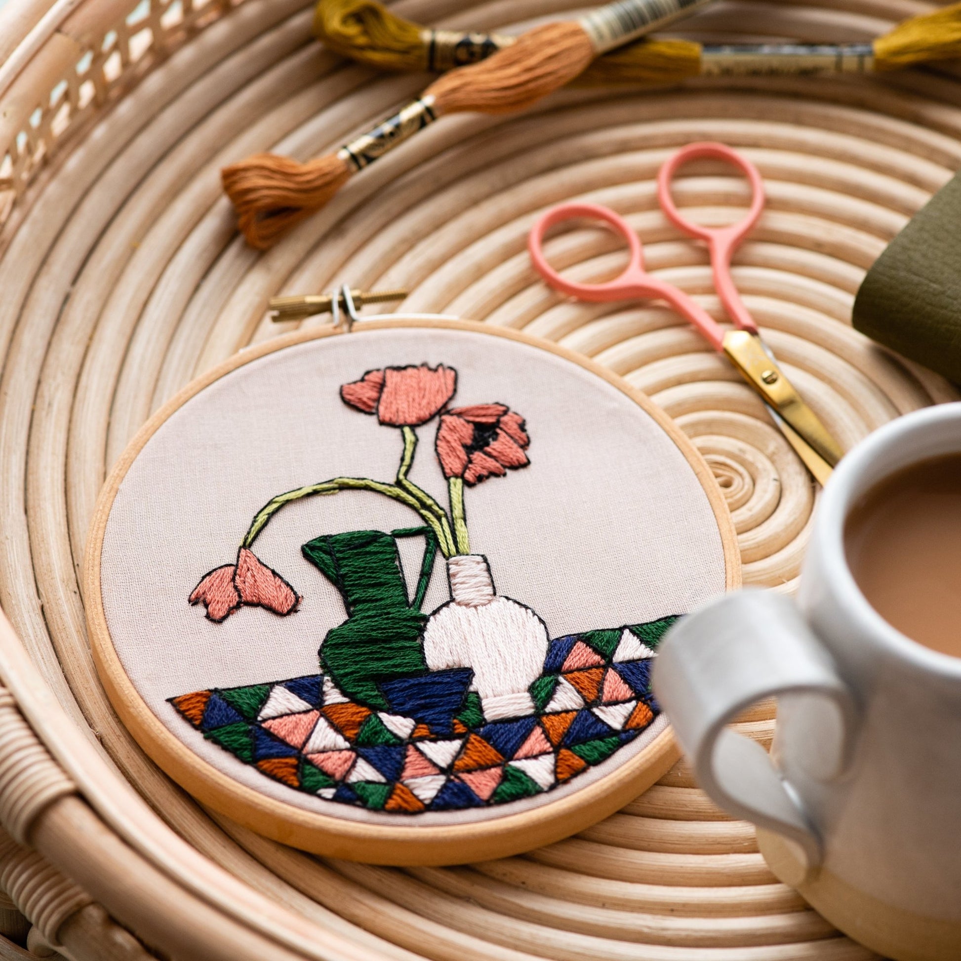 PDF Embroidery Pattern - Geometric Poppies - Stitch Happy.