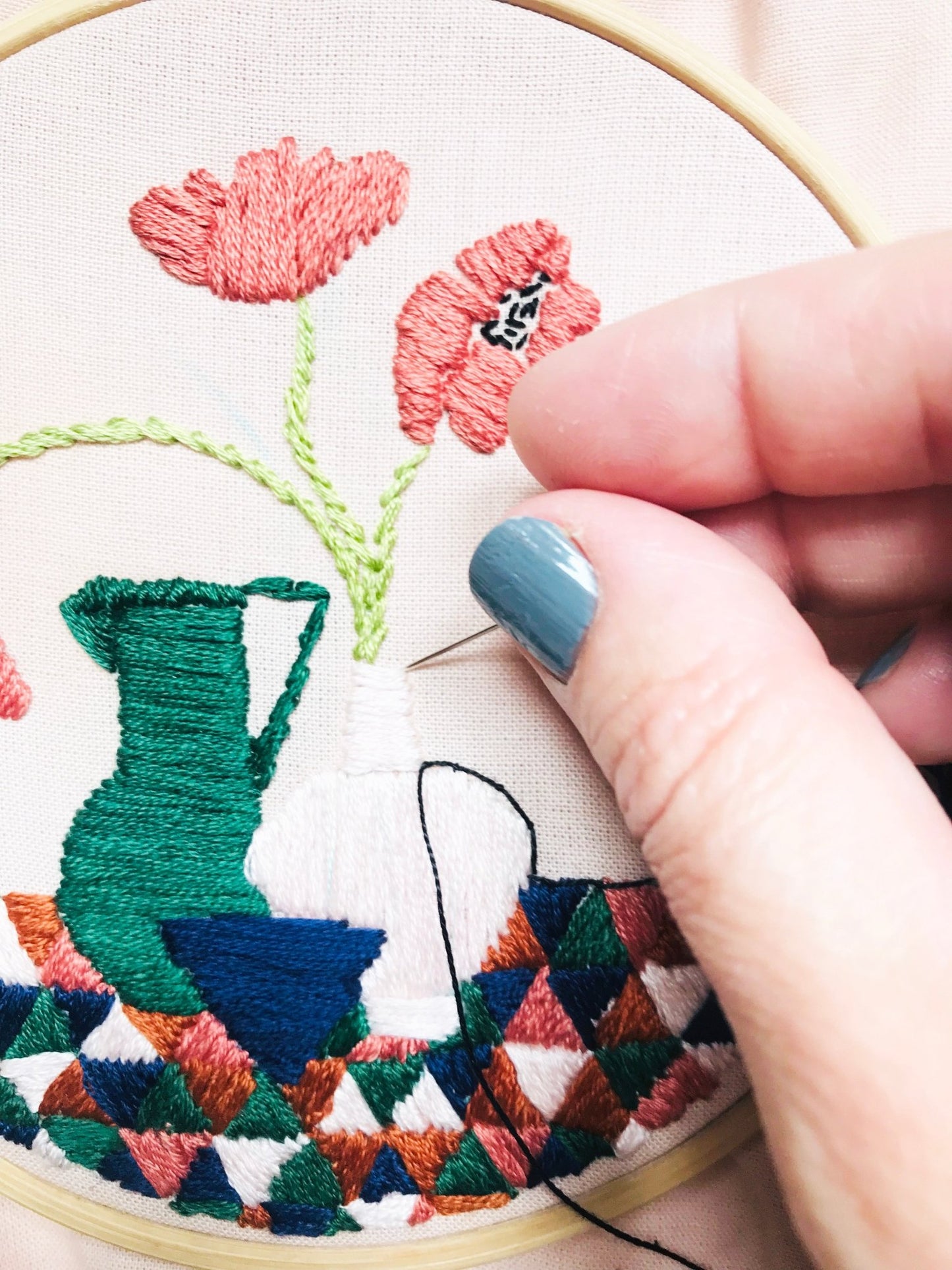 PDF Embroidery Pattern - Geometric Poppies - Stitch Happy.