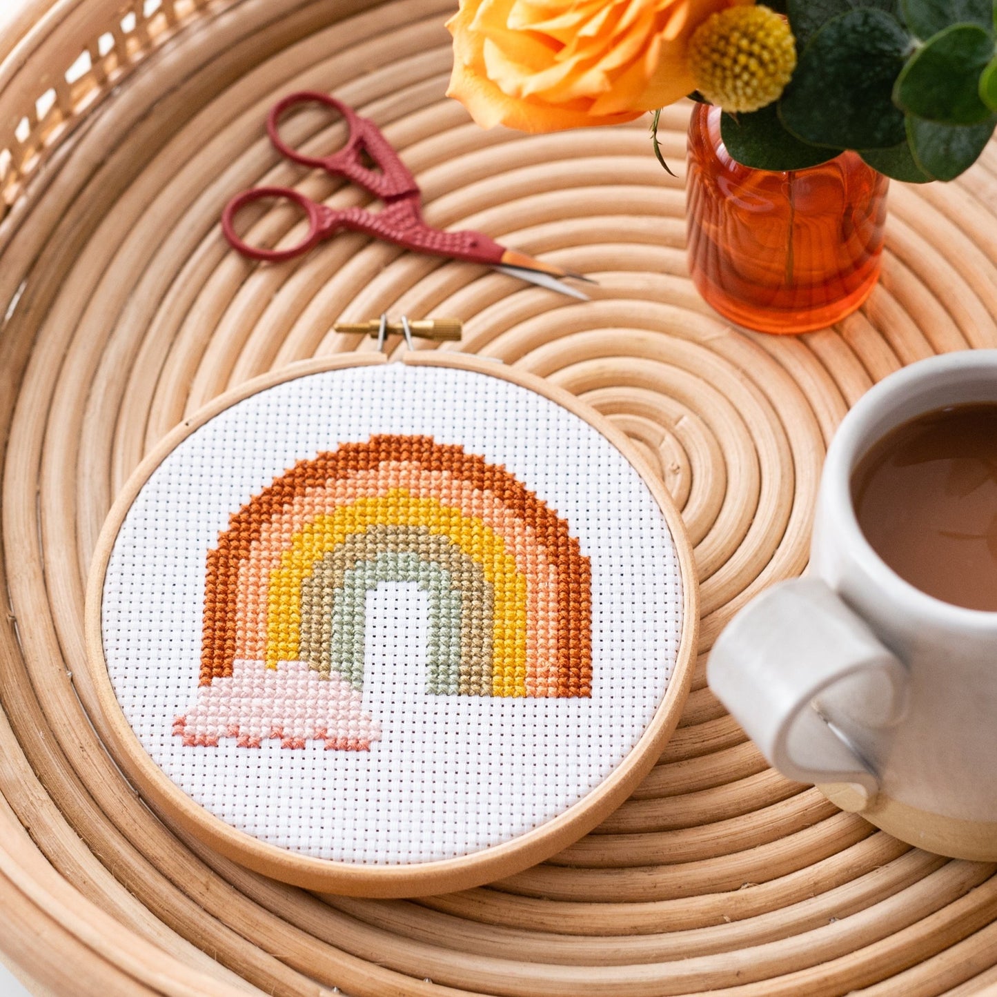 Rainbow cross stitch kit - Stitch Happy.