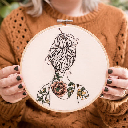 Tattooed Shoulders Modern Embroidery Kit - Stitch Happy.
