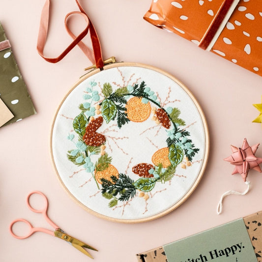 Wild Wreath Modern Embroidery Kit - Stitch Happy.